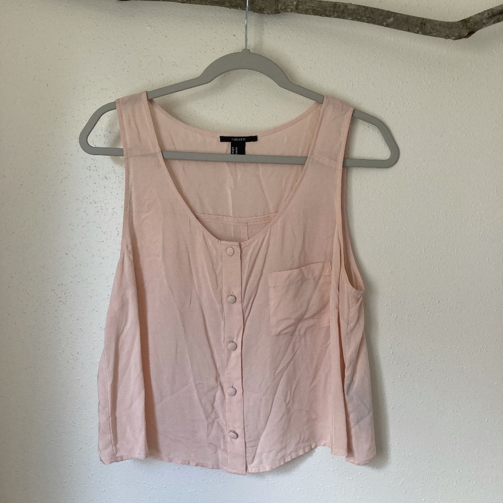 Forever 21 Blush Pink Cropped Tank Top Blouse M